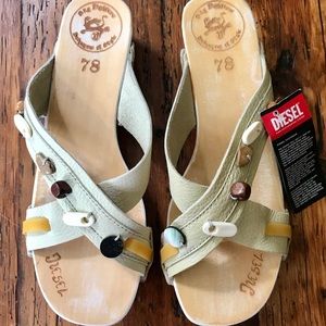 Diesel Leather Beaded Sandals